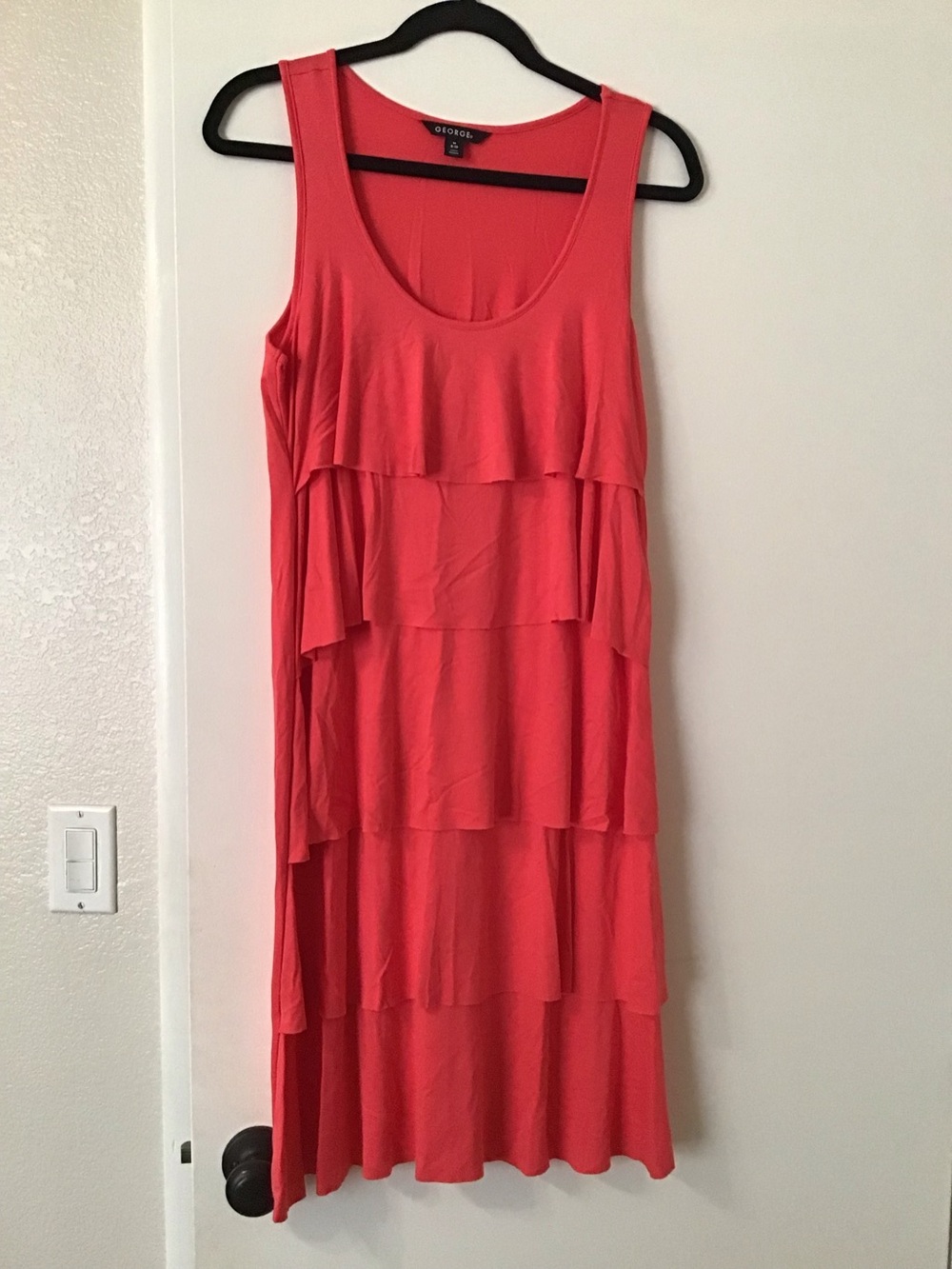 George Coral Tiered Sleeveless Scoop-Neck Dress